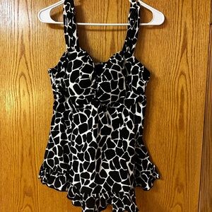 Catherines Black and White Swim Top